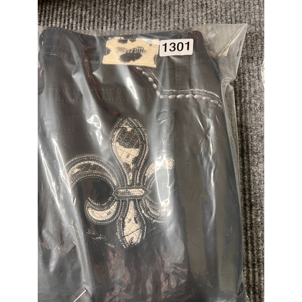 Miss Me Los Angeles Jeans Womens 32 Black Fleur-De-Lis Embellish Skinny Y2K - Picture 12 of 12